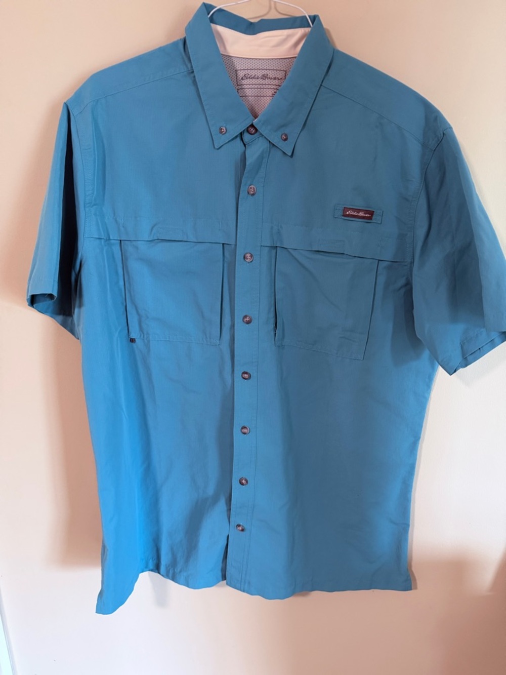 Eddie Bauer Men’s Short-Sleeve Button Shirt - Teal Blue Men’s XL